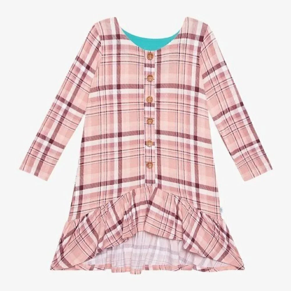 Posh Peanut Stephanie Long Sleeve Henley Hi Low Dress 6 years 7 years 8 years